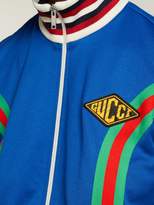 Thumbnail for your product : Gucci Logo Embellished Stretch Cotton Track Jacket - Womens - Blue Multi