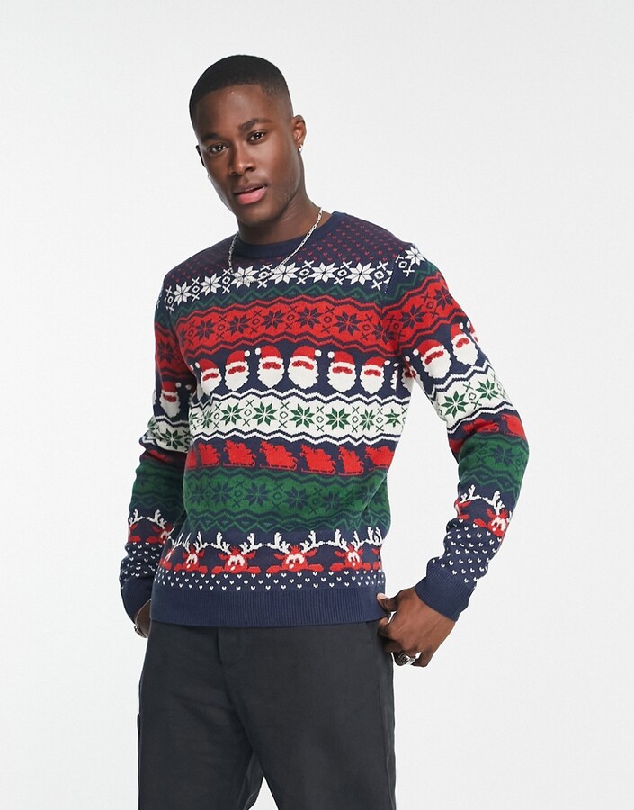 ONLY & SONS festive Christmas sweater in blue - ShopStyle