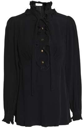 Zimmermann Pussy-Bow Ruffle-Trimmed Crepe De Chine Shirt
