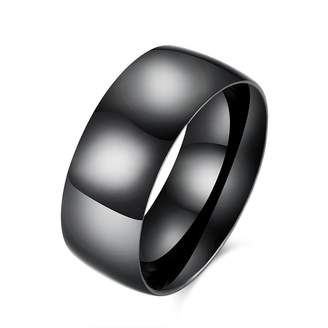 Global Men's 18K Gold Titabium Stainless Steel Simple Square Plain Band Wedding Engagement Eternity Promise Ring Size 8