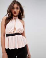Thumbnail for your product : ASOS Design Ballet Wrap Top With Pephem
