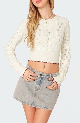 Buy ONLY Cream Pointelle Knit Pullover online