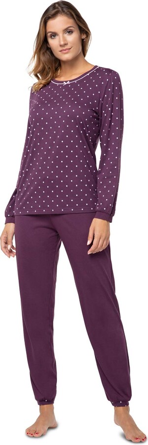 La Femme Women's Marion 849 Cotton/Modal Pyjamas -Aubergine- UK 14 -  ShopStyle Pajama Sets