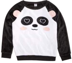 Awake Toddler Girls Panda-Print Faux-Fur Sweater