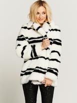 Thumbnail for your product : Fearne Cotton Stripe Faux Fur Coat