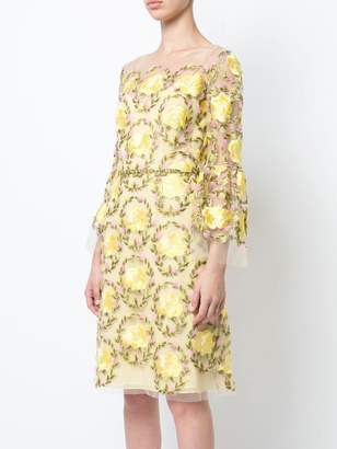 Marchesa Notte floral-embroidered dress
