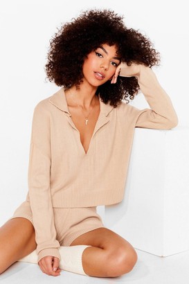 Nasty Gal Womens Knit's Cold Out Jumper and Shorts Lounge Set - Beige - L, Beige