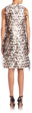 Michael Kors Collection Ostrich Feather Embroidered Silk Shift Dress