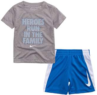 Nike Baby Boy Heroes Run In The Family" Graphic Tee & Shorts Set