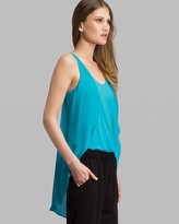 Thumbnail for your product : Halston Top - Scoop Neck Sleeveless Knit and Woven Drape