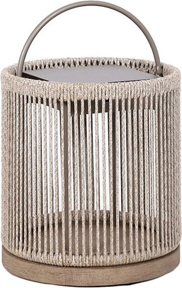 Les Jardins Alto Outdoor Solar LED Lantern in Brown, Size: Small