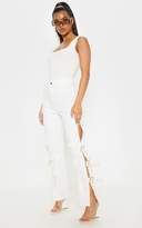 Thumbnail for your product : PrettyLittleThing Ecru Second Skin Square Neck Sleeveless Thong Bodysuit