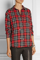 Thumbnail for your product : Elizabeth and James Carine embellished plaid cotton-blend shirt