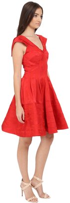 Zac Posen Party Jacquard Cap Sleeve Fit and Flare Dress