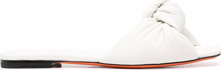 Santoni Square-Toe Leather Sandals