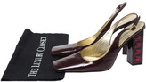 Thumbnail for your product : Dolce & Gabbana Maroon Patent Leather Square Toe Embellished Heels Slingback Pumps Size 38
