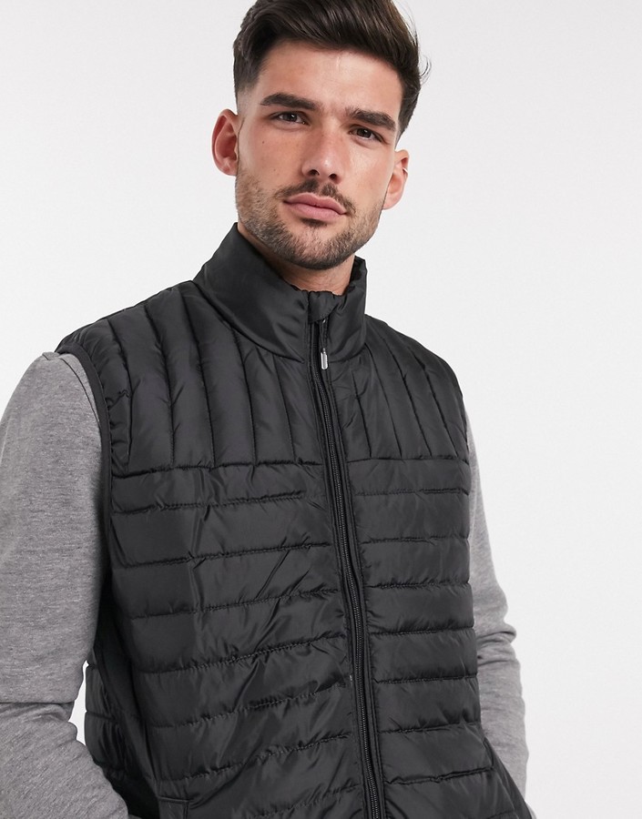 ONLY & SONS quilted vest with stand collar in black - ShopStyle Outerwear