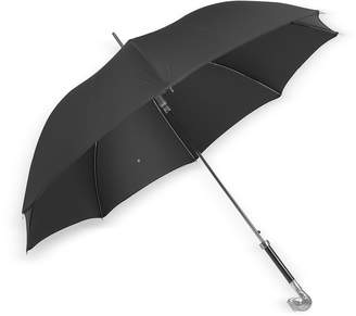 Pasotti Black Unisex Umbrella w/Silvertone Snake Head Handle