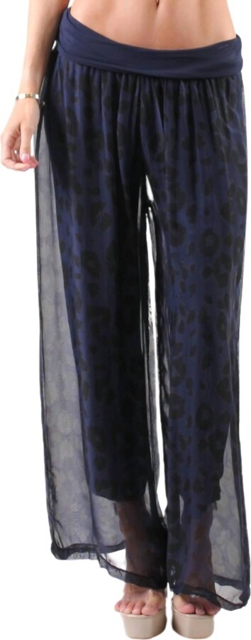 GIGI MODA Lyda Leopard Print Pants In Navy