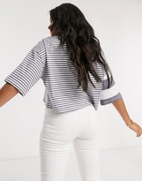 Thumbnail for your product : ASOS DESIGN cropped t-shirt in cutabout charcoal stripe