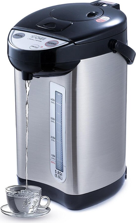 Commercial Chef Electric Hot Water Dispenser, 750W Stainless Steel Water Boiler with 5.8 Qt. Capacity, 360-Degree Base, 3 Dispensing Modes, Chlorine R