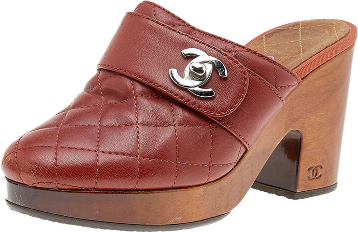 chanel block heel sandals