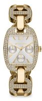 Thumbnail for your product : Michael Kors Emma Goldtone Stainless Steel & Pave Crystal Rectangular Chronograph Bracelet Watch