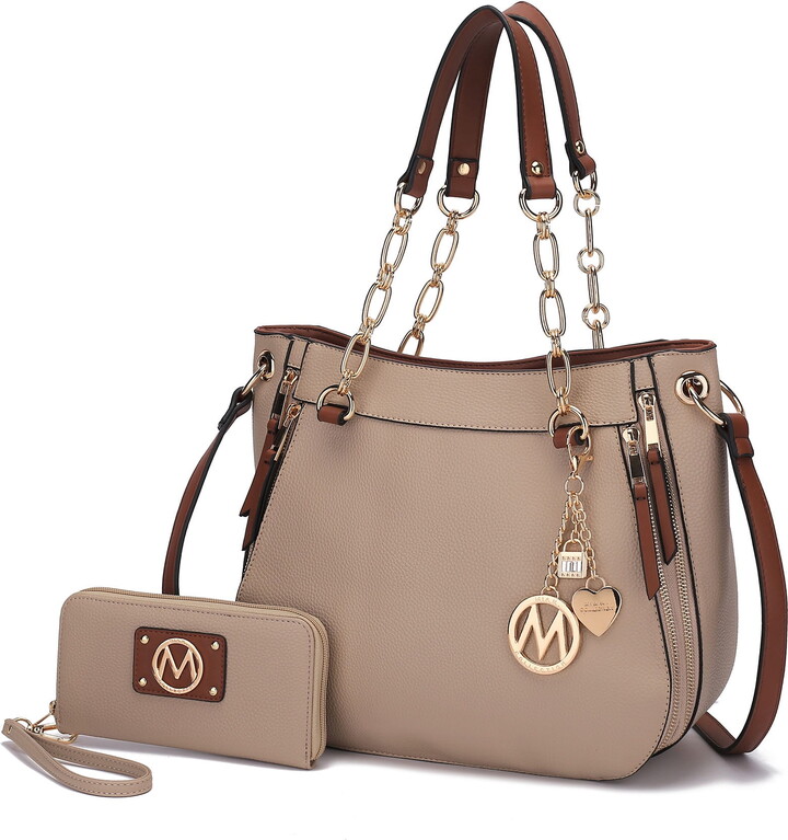 MKF Collection Lina Women's Tete Bag & Wallet Set,Vegan Leather Shoulder Bag Handbag Purse Set by Mia K. - Taupe