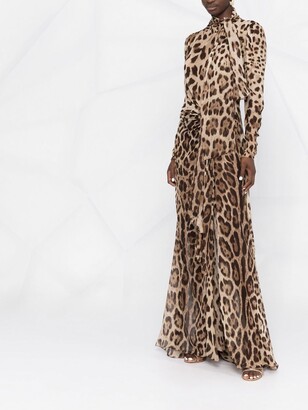 Dolce & Gabbana Leopard Print Silk Maxi Dress