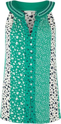 Monsoon Poppy Patchwork Print Sleeveless Top Green