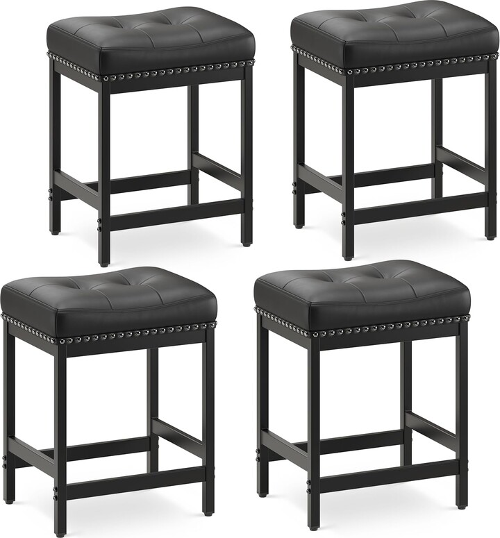 COLAMY MALOL Set of 4 Saddle Bar Stools