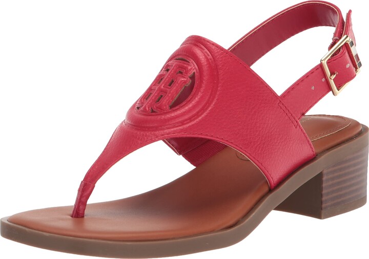 Tommy Hilfiger Nurii Hook And Loop Sport Sandals in Red
