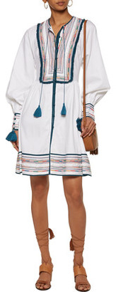 Talitha Kutch Athena Tasseled Embroidered Cotton Mini Dress