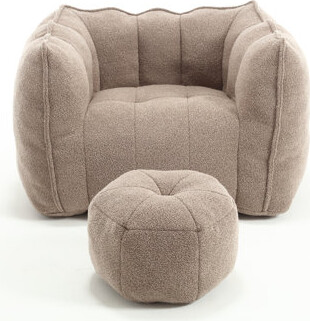 Soft Bean Bag Chair with High Resilient Foam,Comfortable Square Lazy Sofa with Footstool