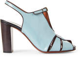 Thumbnail for your product : Dries Van Noten Blue & Brown Peep-Toe Leather Pumps