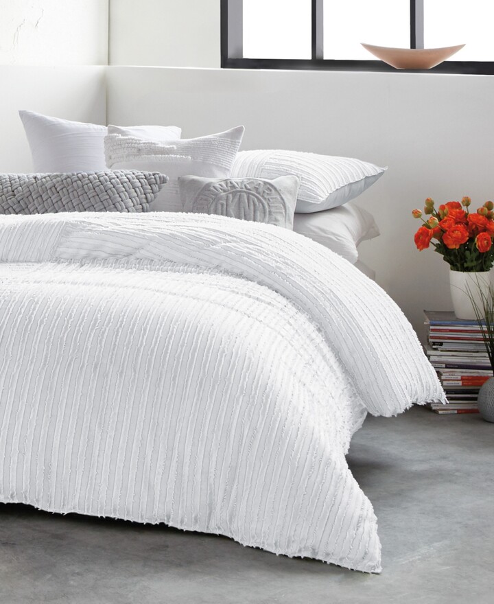 Dkny Bedding The World S Largest, Dkny City Pleat King Duvet Cover In White