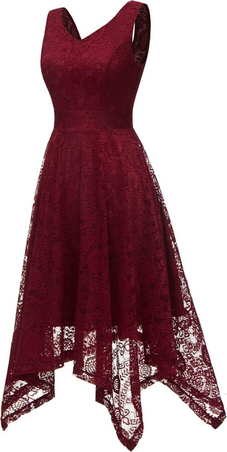 FunAloe Tail Dress for Women Lace Dress for Sexy Cute Dress V Neck Paneling Draped Ball Gown ...