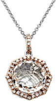 Thumbnail for your product : Lord & Taylor White Quartz and Diamond Accented Necklace in Sterling Silver with 14 Kt Rose Gold