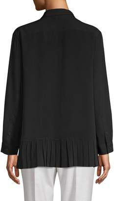 French Connection Pleated High-Low Button-Down Shirt