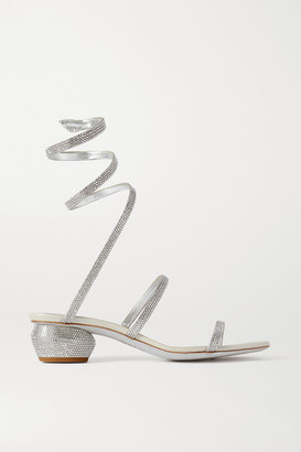 Rene Caovilla Cleo Crystal-embellished Metallic Leather Sandals - Silver