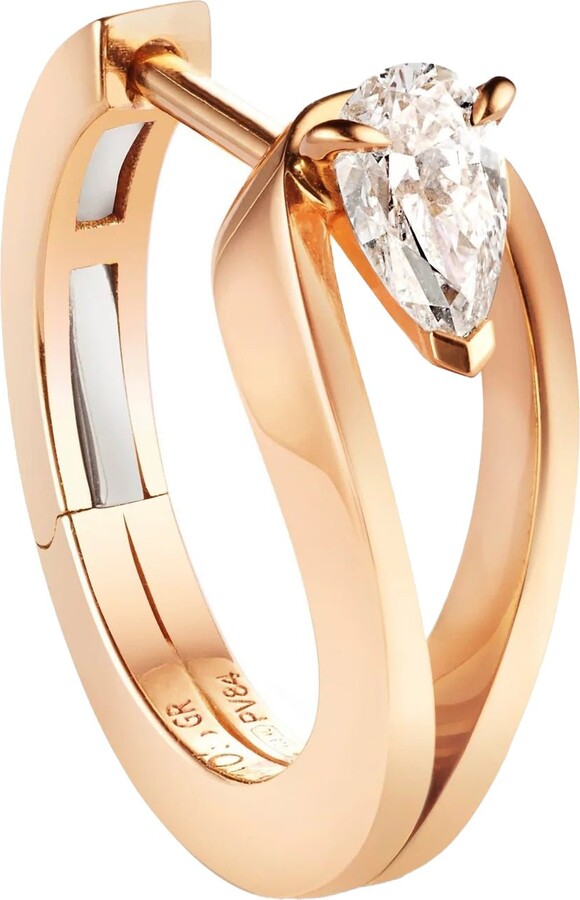 Repossi Serti Inverse Small Diamond Hoop - Rose Gold