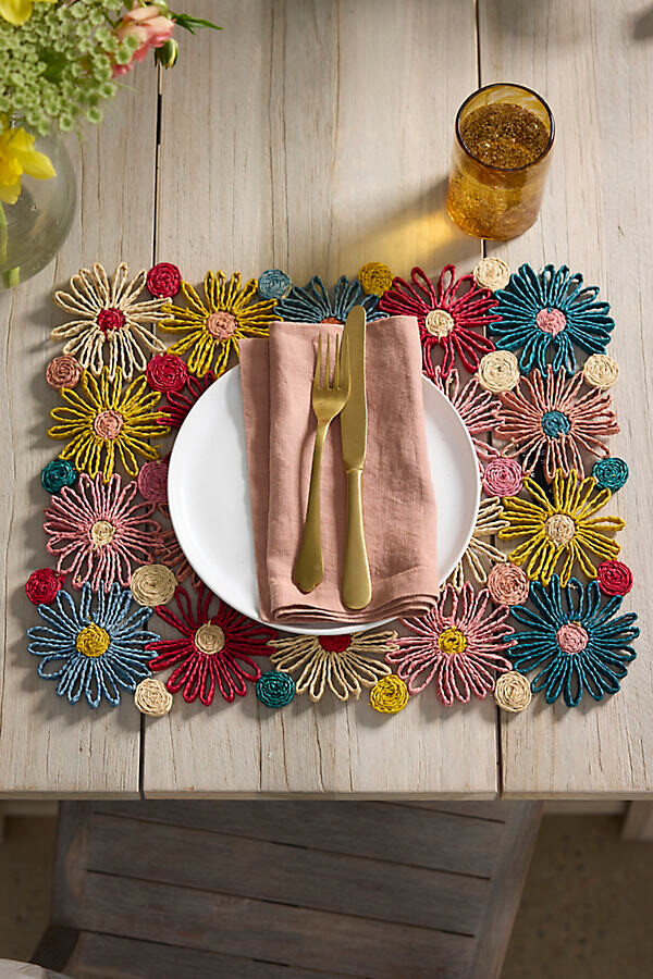 Floral Patchwork Raffia Placemat at Terrain