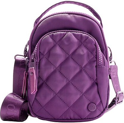 Samantha Brown To-Go Quilted Triple Compartment Crossbody - Purple