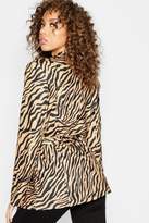 Thumbnail for your product : boohoo Zebra Printed Tort Shell Belted Blazer