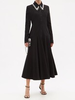 Thumbnail for your product : Christopher Kane Bead-fringed Organic-cotton Jersey Shirt Dress - Black