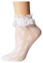 Thumbnail for your product : Betsey Johnson Blue by Betsey Blue Fishnet Shortie w/ Lace Trim & Heart Motif