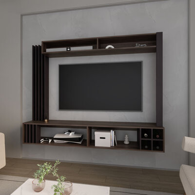 George Oliver Franklin Entertainment Center With Open Storagand Storage Wine  Wenge