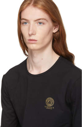 Versace Underwear Black Long Sleeve Small Medusa T-Shirt