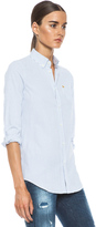 Thumbnail for your product : DSquared 1090 DSQUARED Boxy Button Down Cotton Top in Blue & White Striped