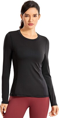 CRZ YOGA Women's Lightweight Quick Dry Long Sleeve Yoga Shirts Athleisure  Tops Gym Sports T-Shirt Black 10 - ShopStyle